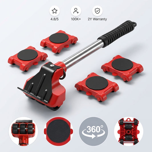 4-delad tung möbellyft- och flyttutrustning - Lyft upp till 150 kg utan ansträngning